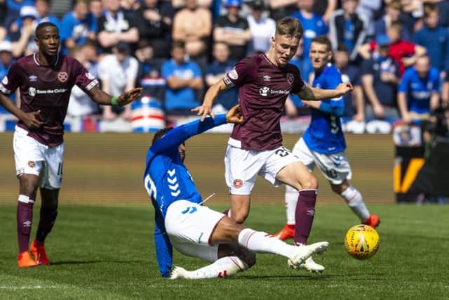 Harry Cochrane evades the challenge of Rangers' Jermain Defoe last Saturday. Picture: SNS.