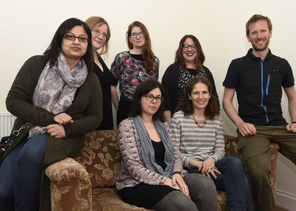 Left to right: Lubna Akbar, Charlotte Gibson, Helen Watson, Stefy Bouchagiar, Erica Brooks, Nora Washbourne and Ed Watson. Picture: Neil Hanna