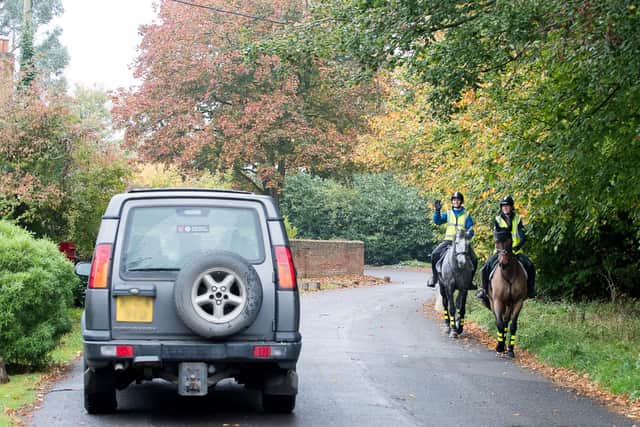 Motorists should drive away slowly after passing horses. Picture: British Horse Society