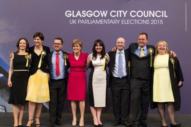 Ms McGarry, fourth from right, with her fellow SNP Glasgow MPs on election night in 2015
