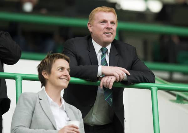 Neil Lennon and Hibernian chief executive Leeann Dempster. Pic: SNS/Ross Parker
