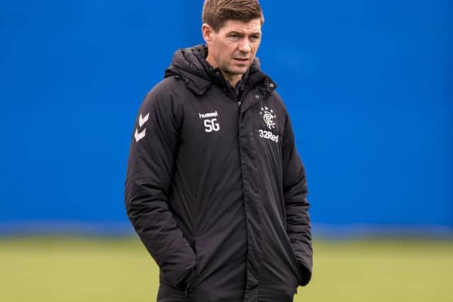 Rangers manager Steven Gerrard oversees training. Pic: SNS/Alan Harvey
