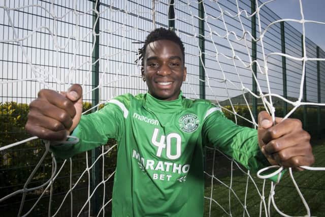 Hibernian's Stephane Omeonga. Pic: SNS/Paul Devlin