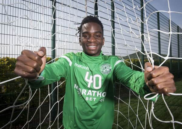 Hibernian's Stephane Omeonga. Pic: SNS/Paul Devlin