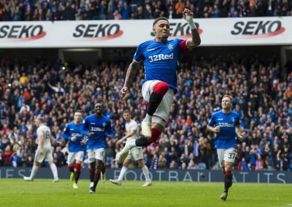 James Tavernier celebrates after netting his second penalty of the game. Picture: SNS Group