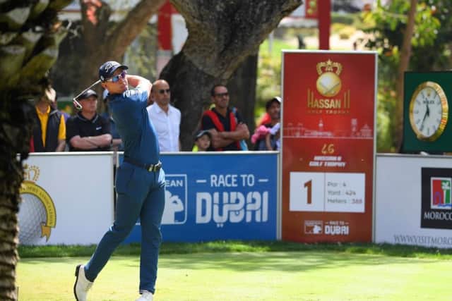 Grant Forrest tees off at the first in the final round of the Trophee Hassan II at Royal Dar Es Salam in Rabat. Picture: Getty Images