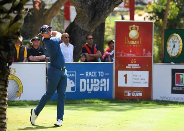Grant Forrest tees off at the first in the final round of the Trophee Hassan II at Royal Dar Es Salam in Rabat. Picture: Getty Images