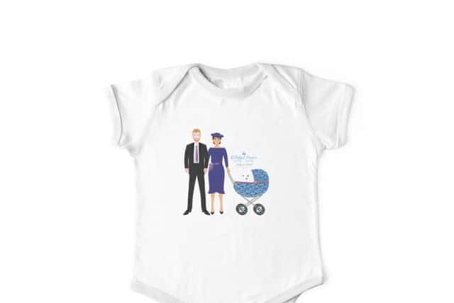 Items such as this babygro are already being produced to mark the royal birth, which has not yet taken place.