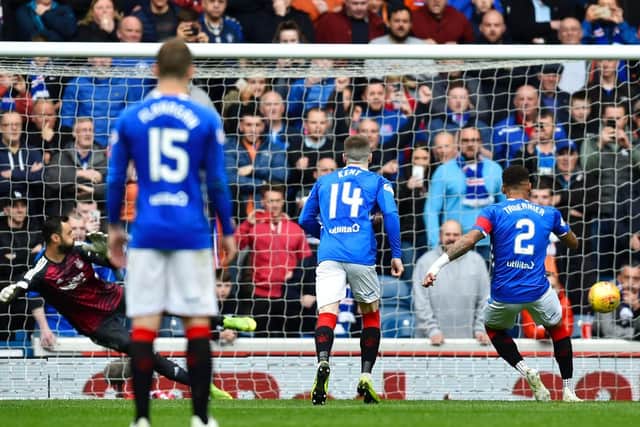 James Tavernier nets from the spot. Picture: SNS