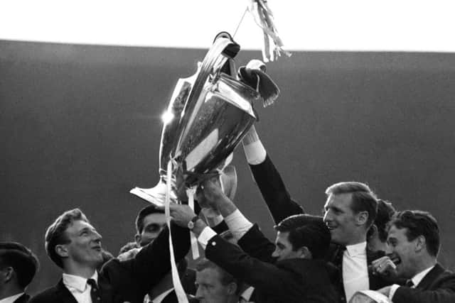 Celtic's Lisbon Lions players show off the European Cup to their fans. Picture: SNS Group