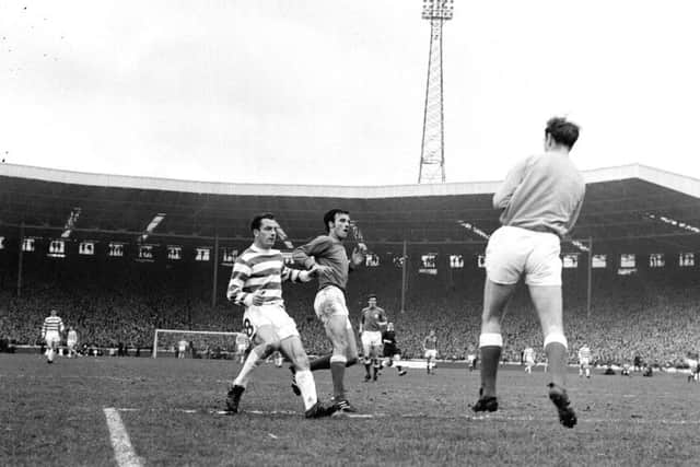 Stevie Chalmers in action for Celtic during the 1969 Scottish Cup final against Rangers. A crowd of 133,000 packed out Hampden for the match. Picture: TSPL