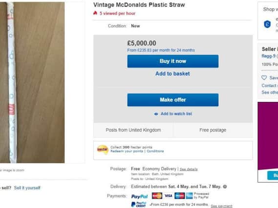 eBay sellers are trying their luck with the "vintage" straws.