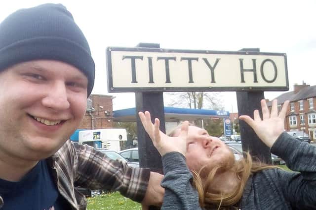 The pair embarked on their epic rude trip with the ambition of taking a photo at the most oddly named towns and villages. Picture: SWNS