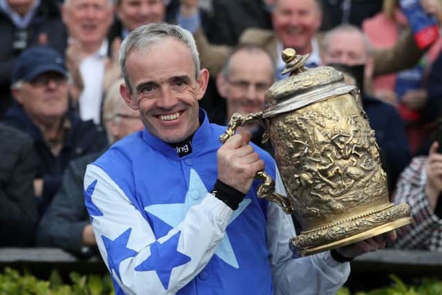 Ruby Walsh celebrates winning the Coral Punchestown Gold Cup on Kemboy. Picture: Brian Lawless/PA Wire