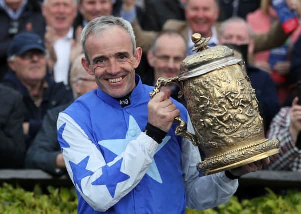 Ruby Walsh celebrates winning the Coral Punchestown Gold Cup on Kemboy. Picture: Brian Lawless/PA Wire