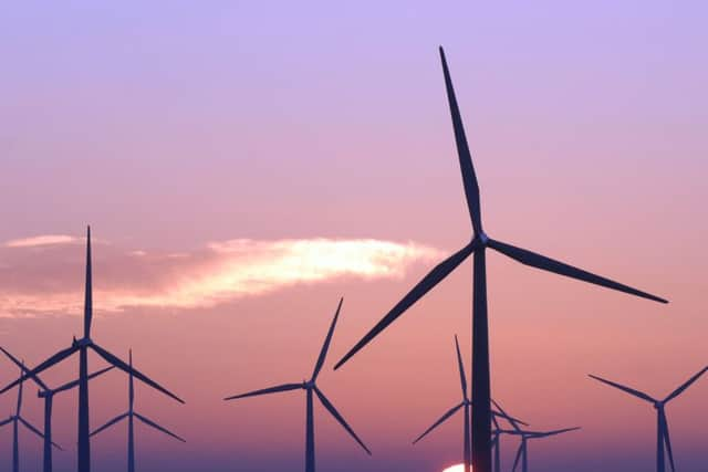 Sunset over Black Law Wind Farm, near Shotts .  Picture: Ian Rutherford /TSPL