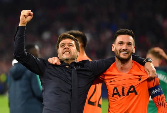 Mauricio Pochettino and Hugo Lloris celebrate after Tottenham qualify for Champions League final (Picture: Dan Mullan/Getty Images)