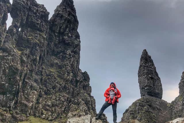 Lara and her father at Old Man of Storr