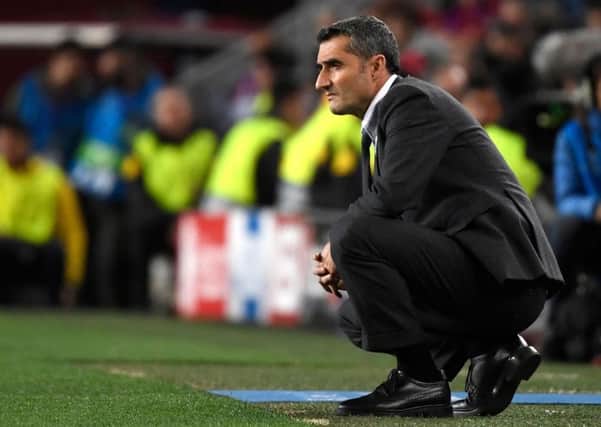 Barcelona coach Ernesto Valverde looks on from the touchline during his side's 3-0 win over Liverpool. Picture: AFP/Getty Images