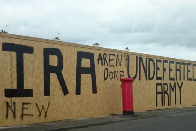 Some of the pro-IRA graffiti. Picture: Aoife Moore/PA Wire