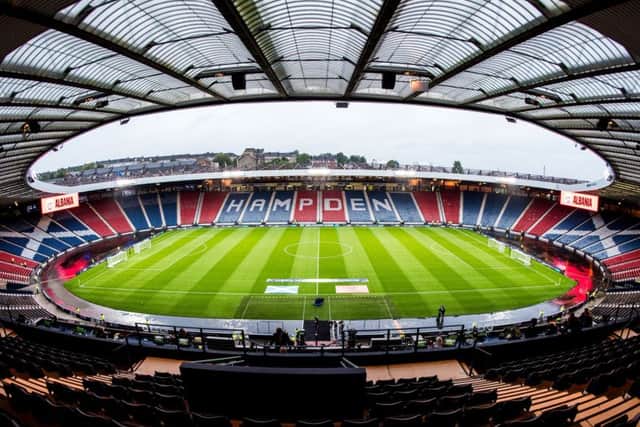 Hampden Park's place as the home of Scottish football was assured last September after a £2.5m gift from Lord Willie Haughey. Picture: SNS
