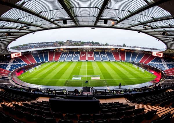 Hampden Park's place as the home of Scottish football was assured last September after a £2.5m gift from Lord Willie Haughey. Picture: SNS