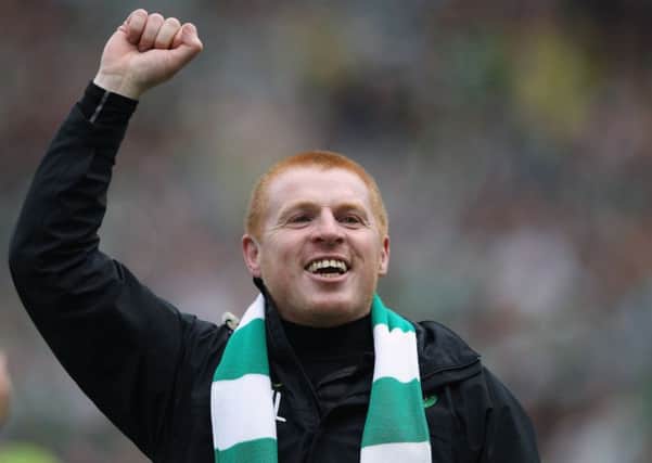 Neil Lennon celebrates at Rugby Park in 2012 after a 6-0 win over Kilmarnock clinched his first title as Celtic manager. Picture: Jeff J Mitchell/Getty
