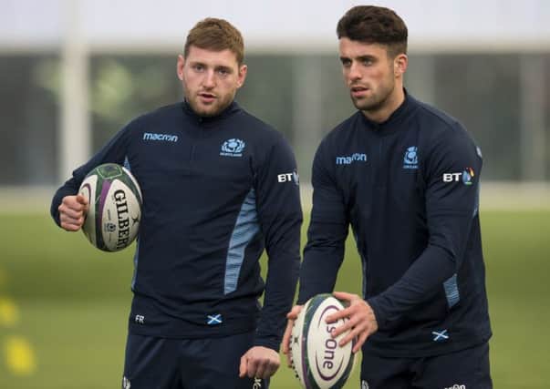 Finn Russell, left, is still the go-to man for Scotland at stand-off, despite Adam Hastings' rise to prominence. Picture: Bruce White/SNS/SRU