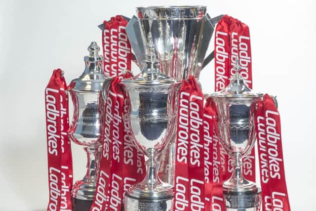 All four league trophies are currently sponsored by bookmakers Ladbrokes. Picture: Jeff Holmes