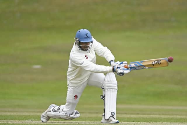 Carltons Arun Pillai hits out on his way to 50 in the win over Stewarts Melville at Grange Loan. Picture: Neil Hanna.