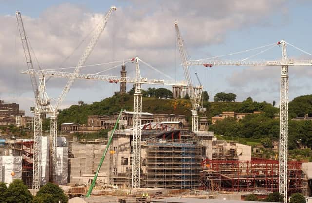 Building work at Holyrood in 2002. The parliament building was finally opened by The Queen in October 2004