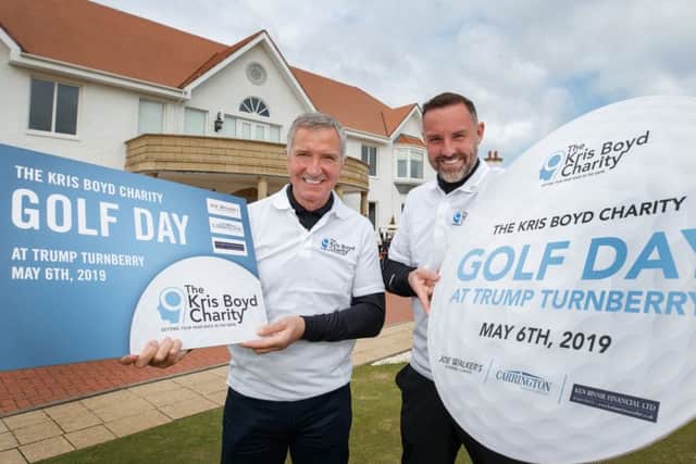 Souness, left, and Kris Boyd promote the Kris Boyd Charity Annual Golf Day at Trump Turnberry. Picture: Steve Welsh