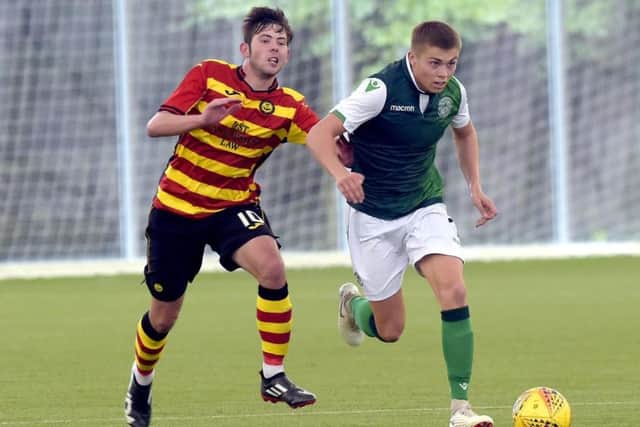 Fraser Murray, right, in action for
Hibs Reserves against Partick Thistle
. Picture: Lisa Ferguson
