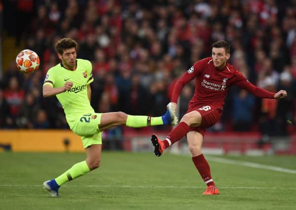 Andy Robertson in action for Liverpool against Barcelona. Picture: AFP/Getty Images