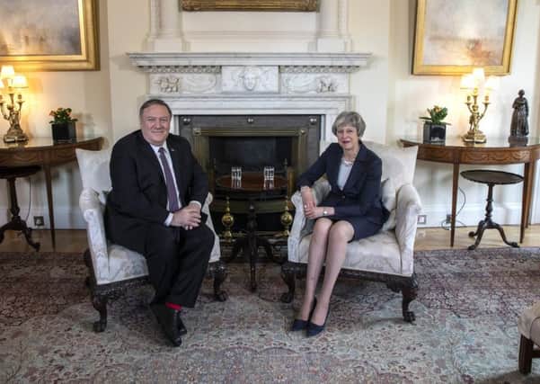 US Secretary of State Mike Pompeo was in London yesterday where he met Prime Minister Theresa May at 10 Downing Street. Picture: Getty