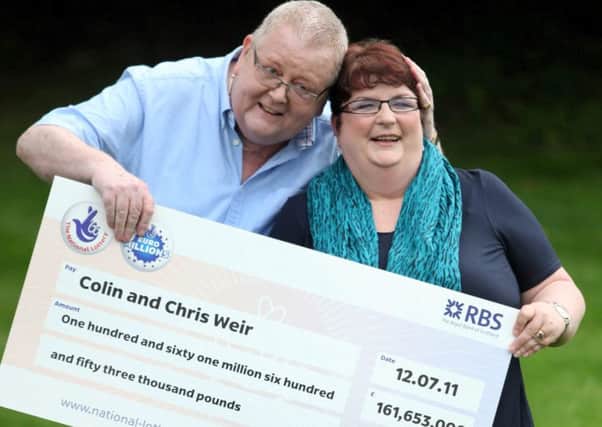 Christine and Colin Weir won 161,653,000GBP on the EuroMillions in July 2011.The couple, from Largs, North Ayrshire, were married for 38 years are now divorcing