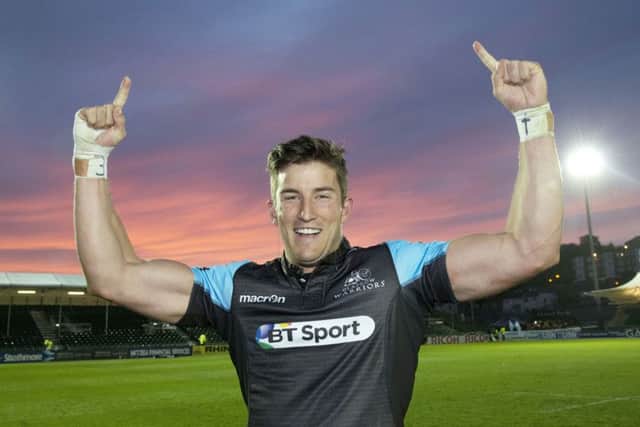 DTH van der Merwe celebrates Glasgow Warriors' 2015 Pro12 semi-final win over Ulster. Picture: SNS