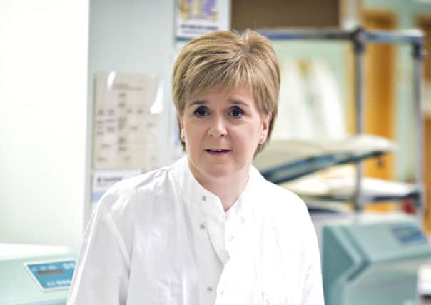 Nicola Sturgeon pays a visit to the Golden Jubilee National Hospital in Cydebank. Picture: TSPL
