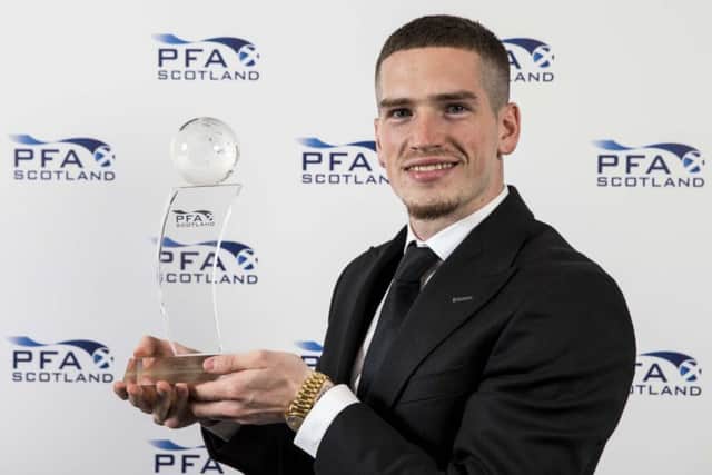 Rangers' Ryan Kent with his young player award. Picture: Jeff Holmes