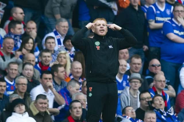 Neil Lennon on the touchline at Ibrox in March 2012, the last time he managed Celtic at the home of their arch rivals. Picture: SNS