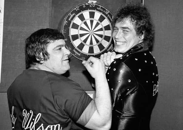 Jocky Wilson and Bobby George, two of the semi-finalists in the Embassy World Professional Dart championship 1982, at Stoke.