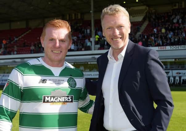 Neil Lennon with David Moyes, the man rumoured to be replacing the Northern Irishman at Celtic. Pic: SNS/Alan Harvey