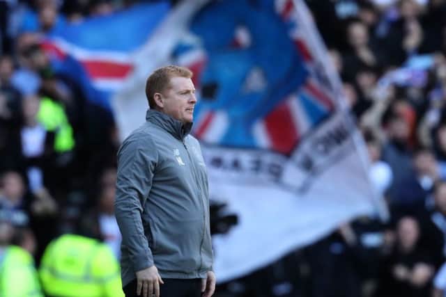 Grim viewing for Neil Lennon at Ibrox as his Celtic side go down 2-0 to Rangers. Picture: PA