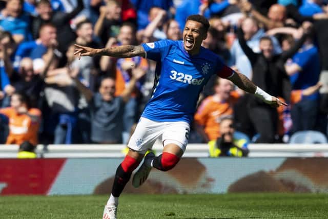 James Tavernier wheels away after netting the opener. Picture: SNS Group