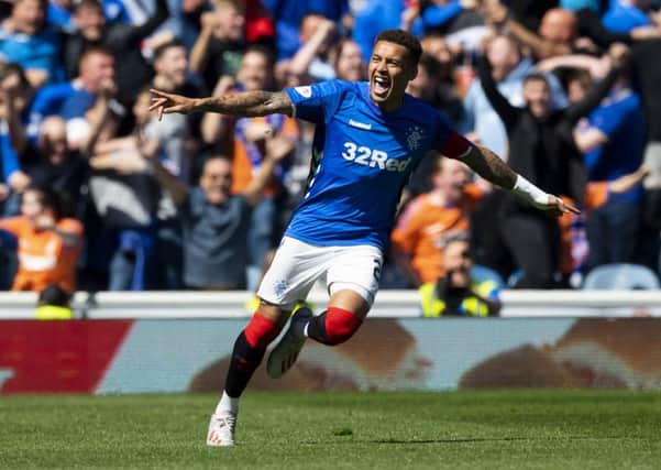 James Tavernier wheels away after netting the opener. Picture: SNS Group