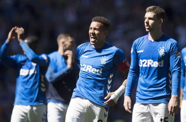Rangers' players celebrate at full time. Picture: SNS Group