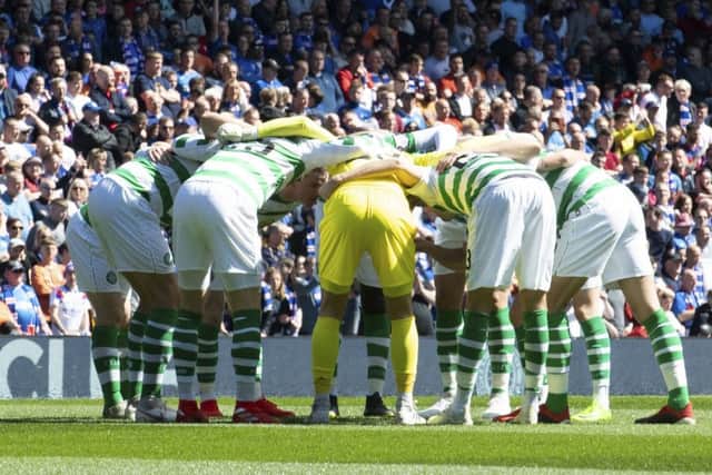12/05/19 LADBROKES PREMIERSHIP
RANGERS V CELTIC
IBROX - GLASGOW
The Celtic players huddle ahead of the game