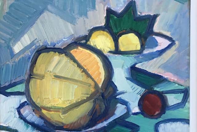 Detail from Still Life with Melon and Fruit by SJ Peploe, at the Scottish Gallery, Edinburgh