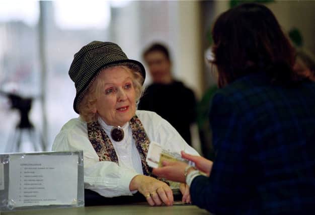 Elisabeth Fraser in 1997, as she campaigned against the closure of Royal Bank of Scotland's 'Ladies' Branch in Princes Street, Edinburgh (Picture: Ian Rutherford/TSPL)