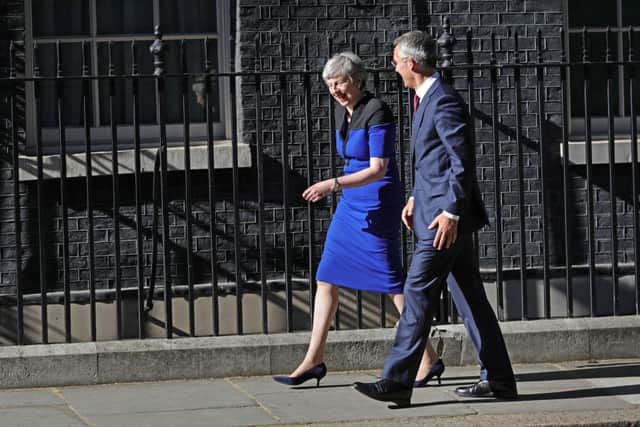 Prime Minister Theresa May welcomes Nato Secretary General Jens Stoltenberg to 10 Downing Street, London. PRESS ASSOCIATION Photo. Picture date: Tuesday May 14, 2019. Photo credit should read: Aaron Chown/PA Wire